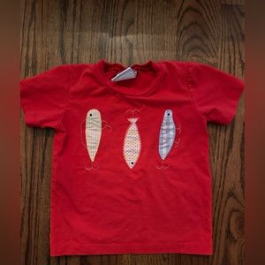 True fish appliqué 4t red shirt